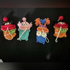 Colorful Crochet Car Fob Keychains Set